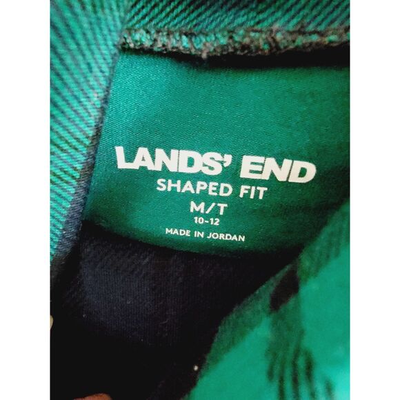 Lands End M/T Tartan Plaid Turtleneck Size M‎ Blue Green Shaped Fit Modal Cotton - Picture 6 of 7